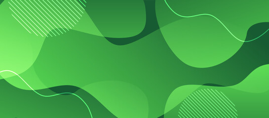 Geometric abstract shape on green gradient overlay background. Vector.