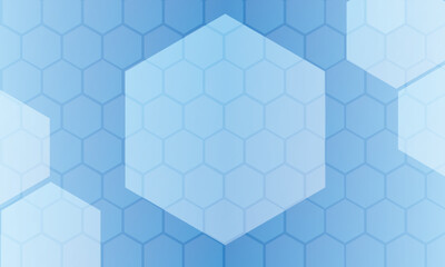 Hexagon shape on blue gradient overlay background. Vector.