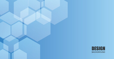 Hexagon shape on blue gradient overlay background. Vector.