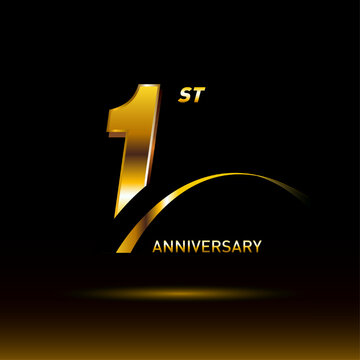 1 year golden anniversary logo celebration