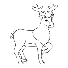 Animal deer. Coloring book page for kids. Cartoon style character. Vector illustration isolated on white background.