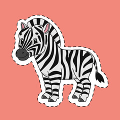 Sticker with contour. cartoon character. Animal theme. Colorful vector illustration. Isolated on color background. Template for your design.