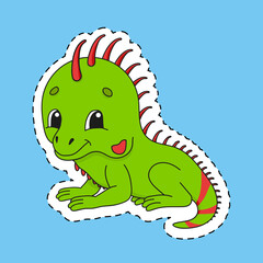 Sticker with contour. cartoon character. Animal theme. Colorful vector illustration. Isolated on color background. Template for your design.