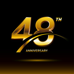 48 years golden anniversary logo celebration - obrazy, fototapety, plakaty