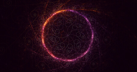 3D rendering abstract red fractal light background