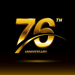 76 years golden anniversary logo celebration - obrazy, fototapety, plakaty