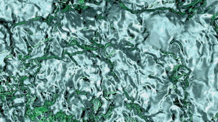 Metallic and Green Fluid Filling the screen with many small Waves