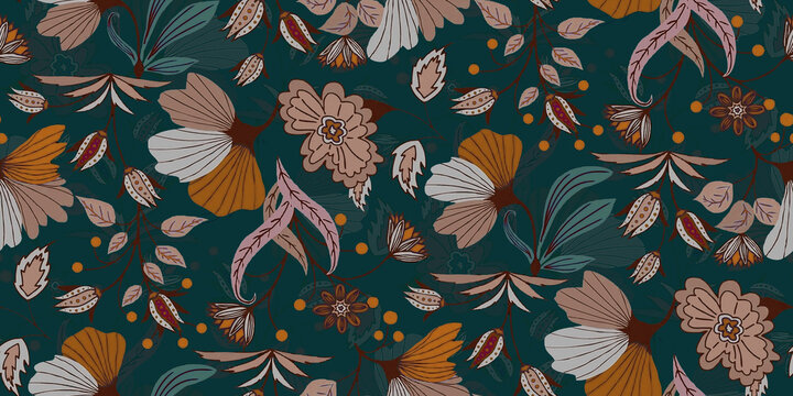 Digital textile kalamkari Allover pattern design