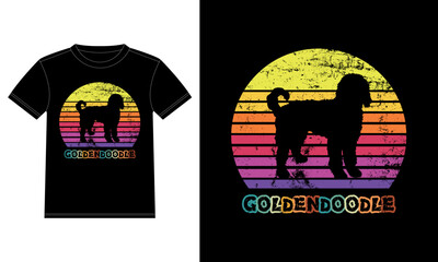 Funny Goldendoodle Vintage Retro Sunset Silhouette Gifts Dog Lover Dog Owner Essential T-Shirt
