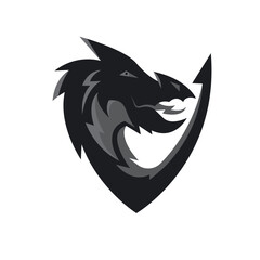 dragon head shield concept design vector illustration
