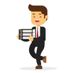 An office Businessman Work Very Happy With Fully Energy