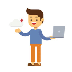  Man big data software engineer programmer with laptop