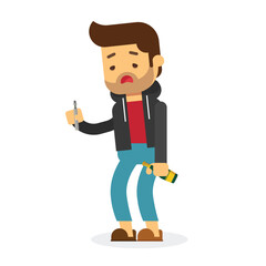 Depression alcoholism addiction concept sad male