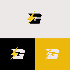 Lightning G Letter Logo vector