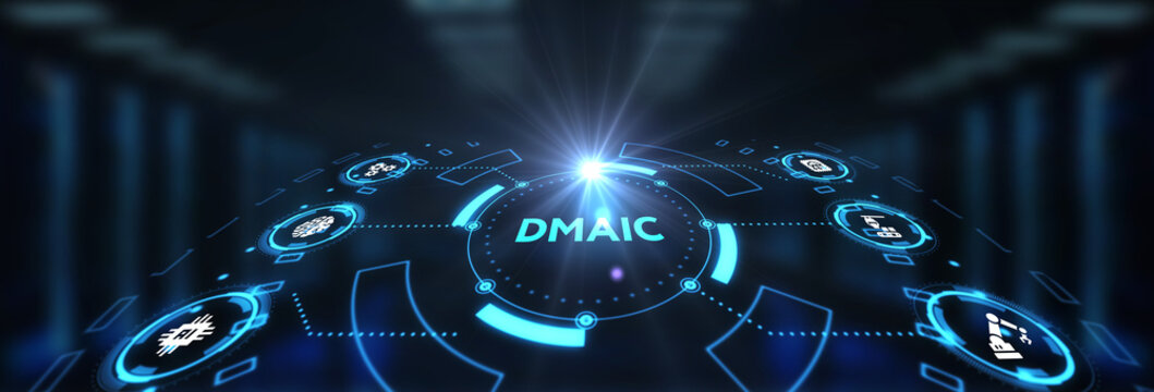 DMAIC, Six Sigma. Define, Measure, Analyse, Improve, Control. Standard quality control and lean manufacturing concept. 3d illustration