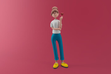 Young woman standing and showing heart