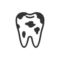 Dirty spoted tooth, cute vector icon illustration