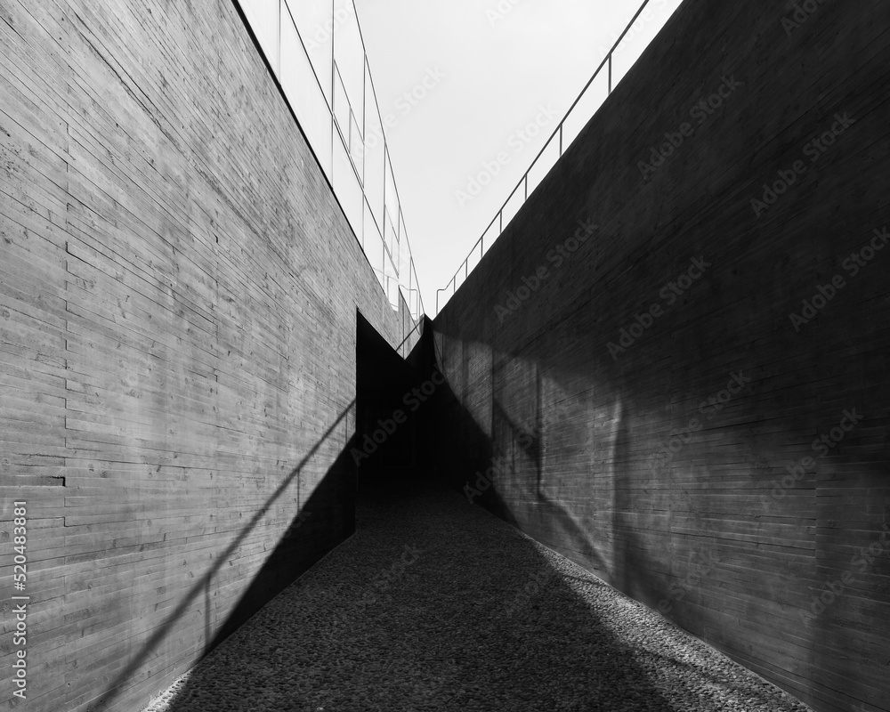 Poster architecture details concrete wall shade shadow perspective abstract background