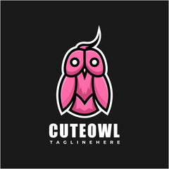 cute owl illustration logo