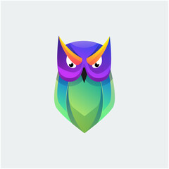 cute owl colorful logo