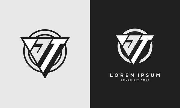 Letter JT triangle logo icon modern stylish monogram design