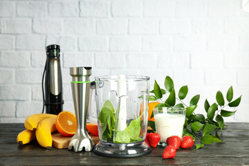 Concept of cooking tasty food with blender