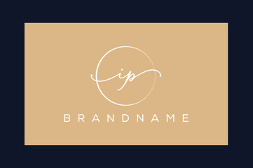I P  IP hand drawn logo of initial signature, fashion, jewelry, photography, boutique, script, wedding, floral and botanical creative vector logo template for any company or business.