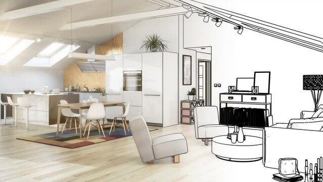 Sonnige Dachwohnung im Loft- Ausbau - 3D Visualisierung