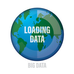 Data load icon. Earth and data load concept. Big data repository.