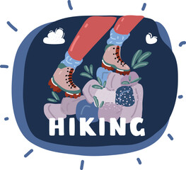 Cartoon vector illustration of Hiking shoes. Sturdy hiking boots, strong hiking boots