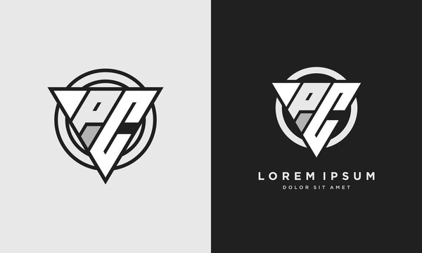 Letter PC triangle logo icon modern stylish monogram design