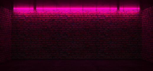 Brick wall background, neon light