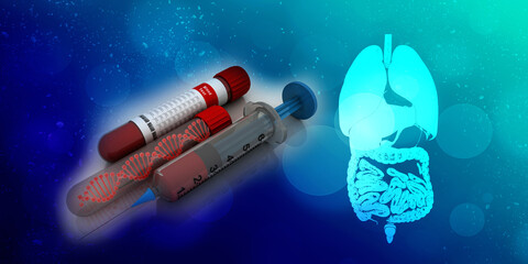 Obraz premium 3d render of dna structure with Syringe 