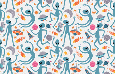 Cute space pattern with aliens.