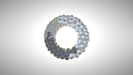 3D-изображение. Венок из шариков различного размера цвета и диаметра. Абстрактный объект. - 520490894