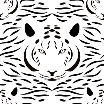 Tiger. Head, fur texture. Seamless pattern