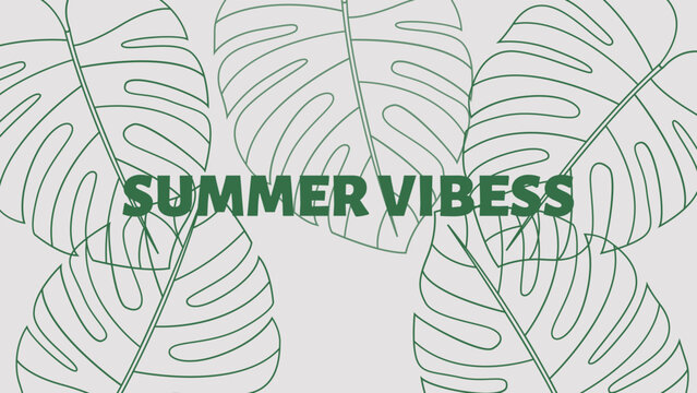 Summer vibess background image with Montserrat leaves green aesthetic summer themed theme cute phone wallpaper dark - light green  