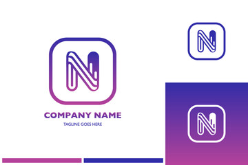 Logo set letter N with gradient on 3 different backgrounds. Vector graphic design company logo. Editable vector design.