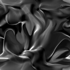 Fototapeta premium Black satin dark fabric texture luxurious shiny. Silk cloth background with wrinkles and creases, soft waves blur pattern. Digital illustration