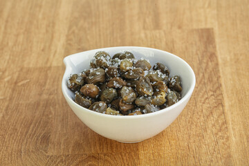 Salted marinated capers snack appetiser