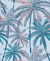 Hawaii Tropical Palm Tree Seamless Pattern On Sky-blue Background Wallpaper, Palm Tree Vector illustration Art
Palm Vector, Palm Pastel Color