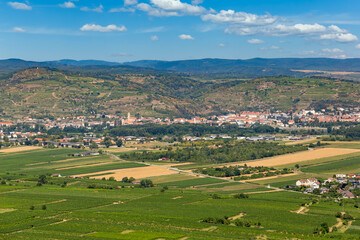 Fototapeta na wymiar Wachau valley. Krems district. View from the hill on which stand