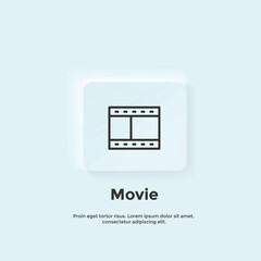 Movie line icon, Neumorphic style button. Vector UI icon Design. Neumorphism. Vector line icon for Business and Advertising