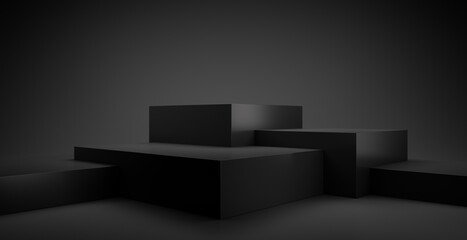 Abstract geometric dark background podium - 3d illustration