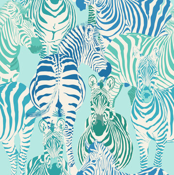 Zebra seamless pattern on  background color, Safari Wildlife, Animal