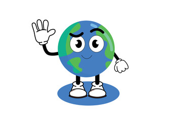 Illustration vector graphic cartoon character of cute mascot earth with pose. Suitable for children book illustration and element design.