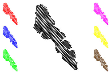 Streymoy island (Faroes, Faeroes, Faroe Islands, Kingdom of Denmark) map vector illustration, scribble sketch Stromo map