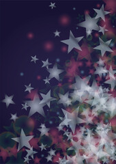 Obraz premium Vector Magical Glowing Background with Silver and Purple Falling Stars on Black. Sparkle Star Night Design. Glittery Confetti Frame. Christmas and New Year Poster. Baby Fairy Print
