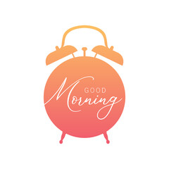 Good Morning Alarm clock. Vector. White background.