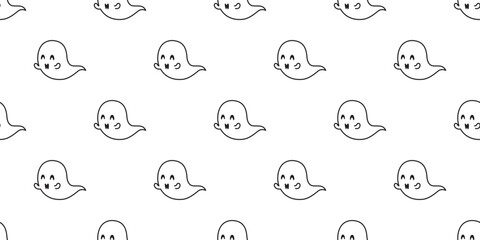 Ghost seamless pattern Halloween spooky vector scarf isolated repeat wallpaper tile background devil evil cartoon gift wrap paper illustration